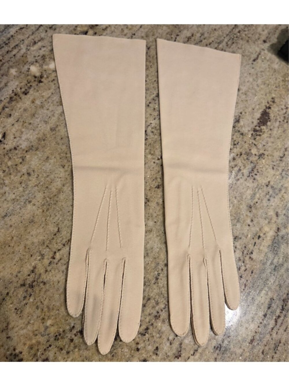 New! Vintage Women's Size S 6.5 Beige Cotton Formal 14.5" Long Gloves